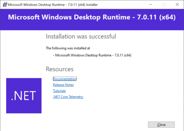 Microsoft .NET Desktop Runtime Full version